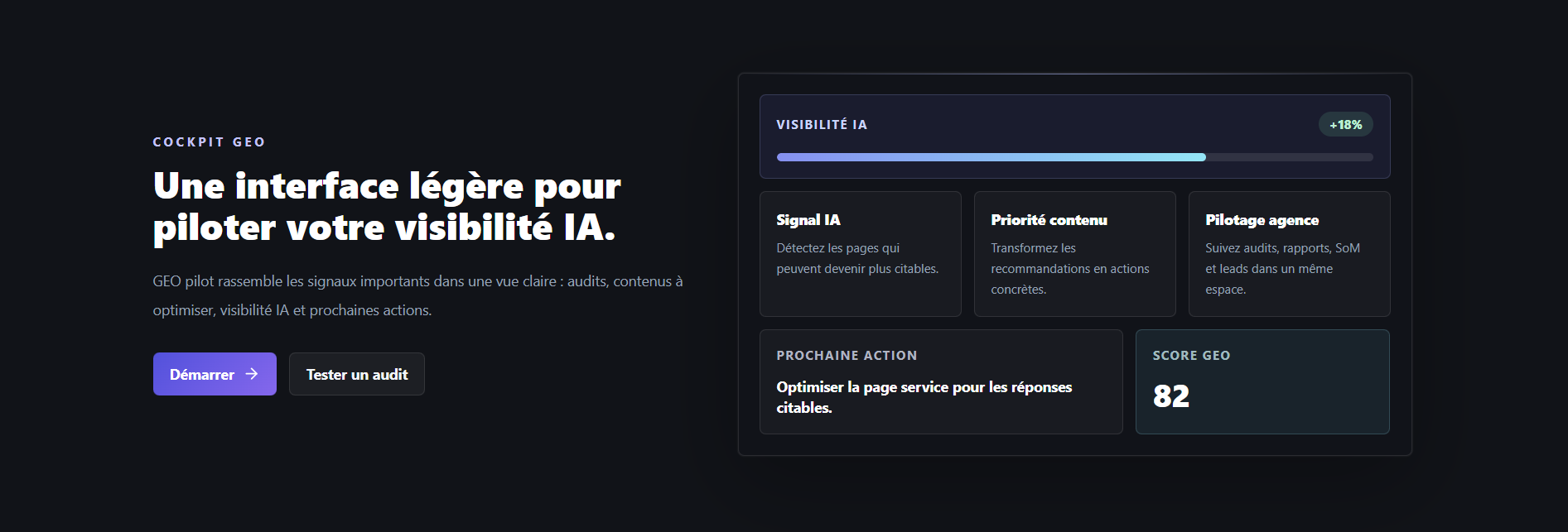 Geo Pilot — Fonctionnalités